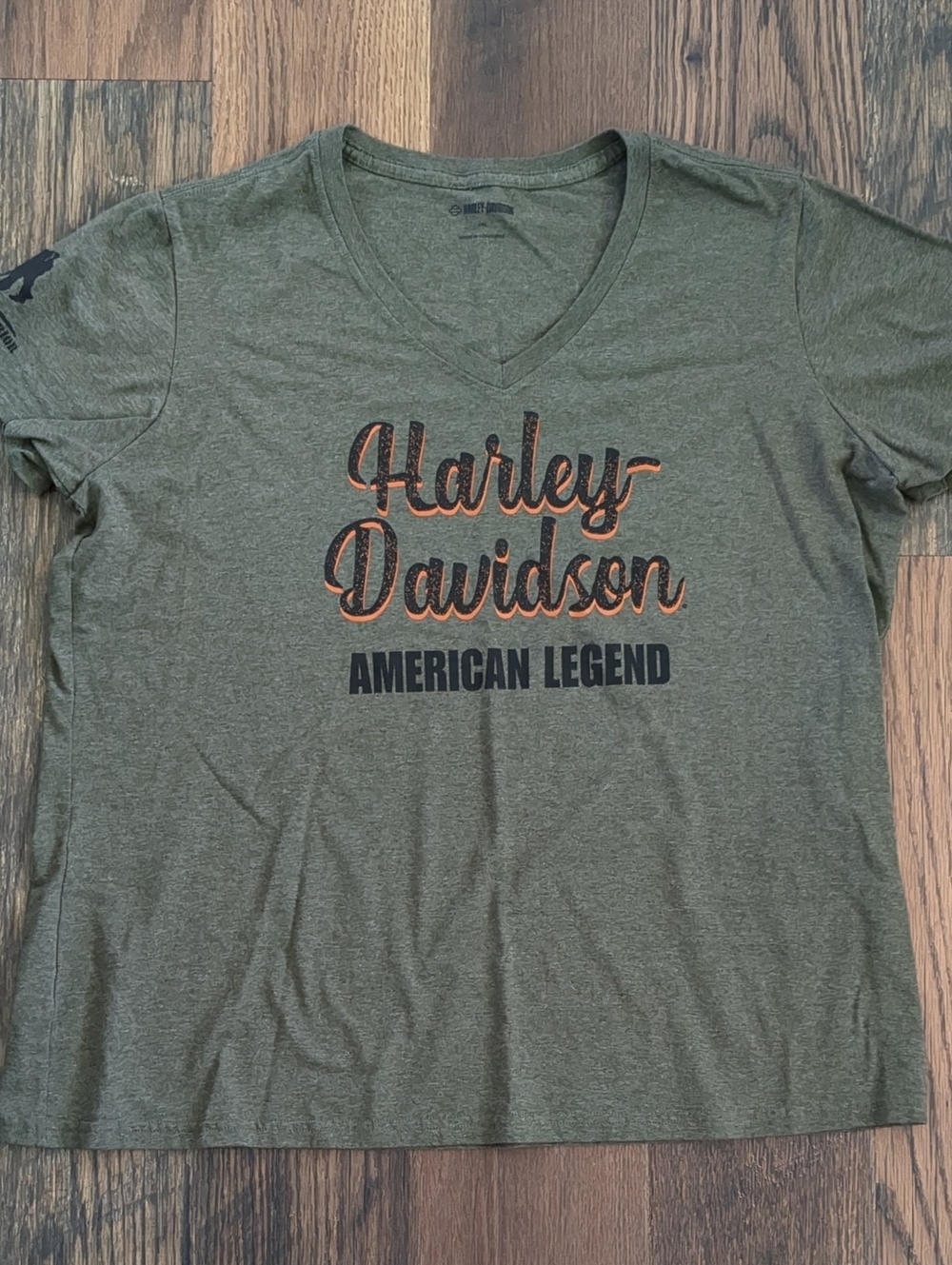 Harley-Davidson Army Green V-Neck T-Shirt Wounded Warrior Tee, Size 1W, 18-20 XL